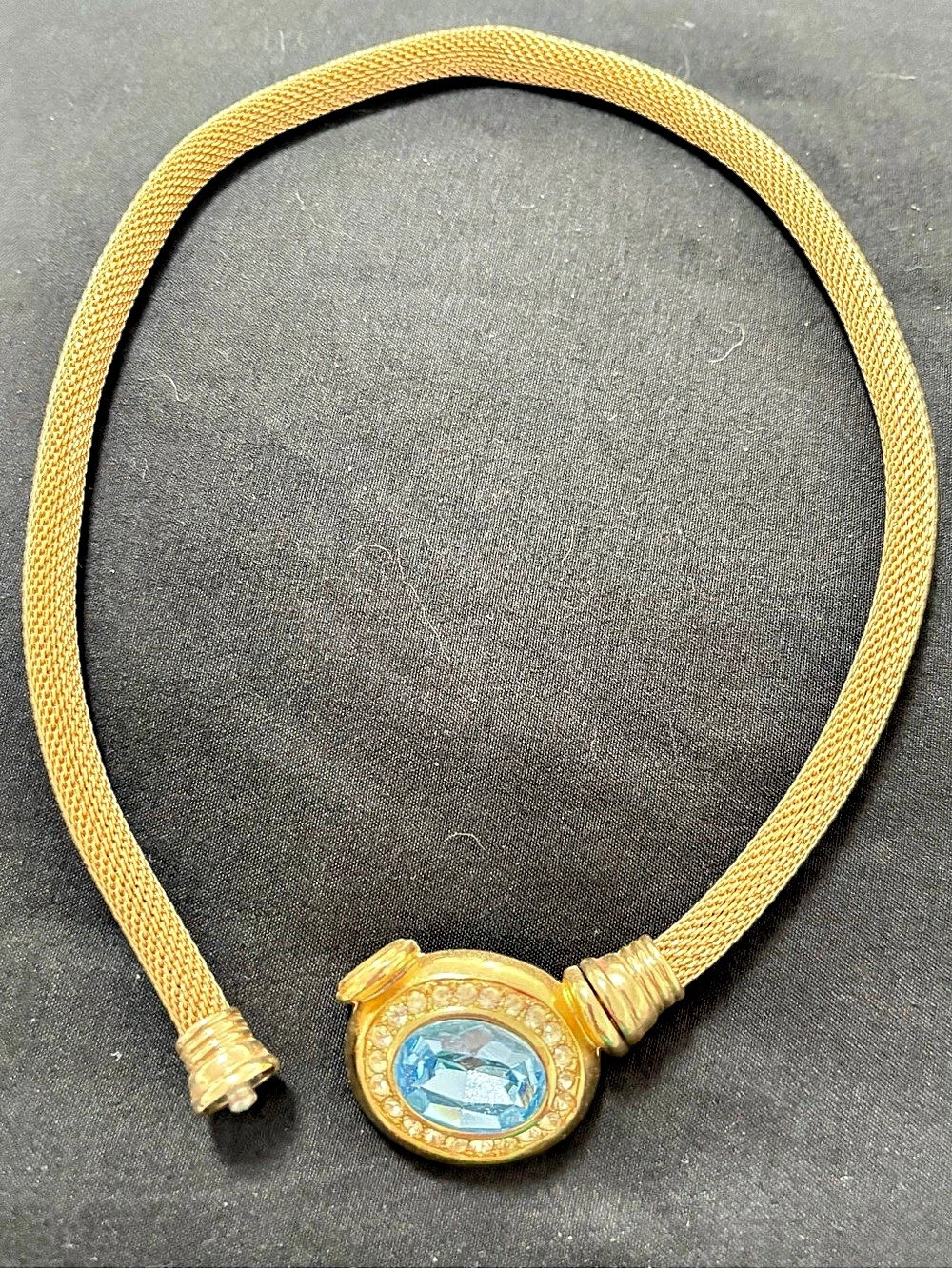 Gold-Tone Blue Pendant Necklace